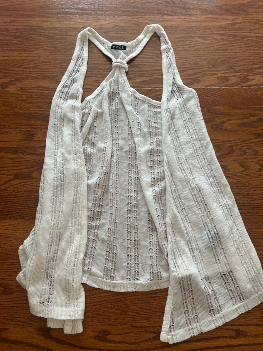 Rue21 Cream Open-Weave Sleeveless Cardigan